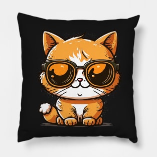 Cat wearing sunglasses cool Pillow