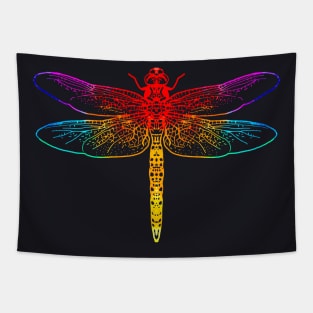 Neon Rainbow Dragonfly Tapestry