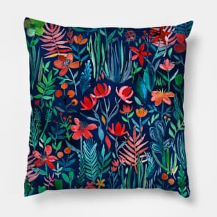 Tropical Ink - a watercolor garden Pillow