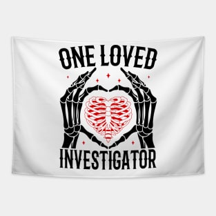 Funny Skeleton Heart Hands, One Loved Investigator Valentines Day Gift Tapestry