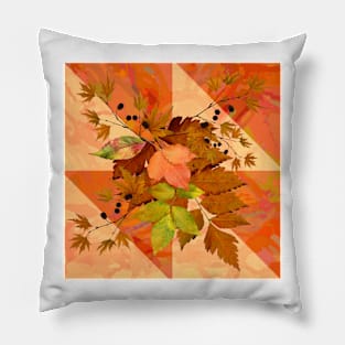 Autumn Leaves on Marbled Shapes Pillow