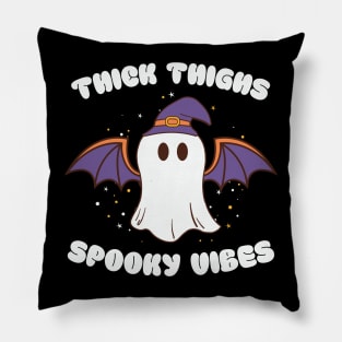 Thick Thighs Spooky Vibes Funny Ghost Pillow