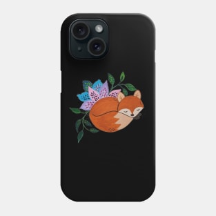 Little Fox and Floral Pattern in Acrylic Style Phone Case