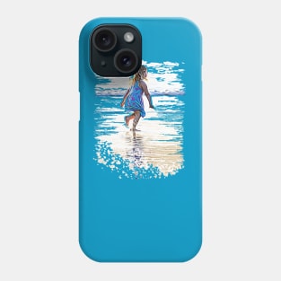 Little girl playing on the beach Phone Case