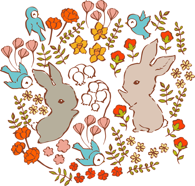 Vintage Bunnies in Spring Kids T-Shirt by Cecilia Mok