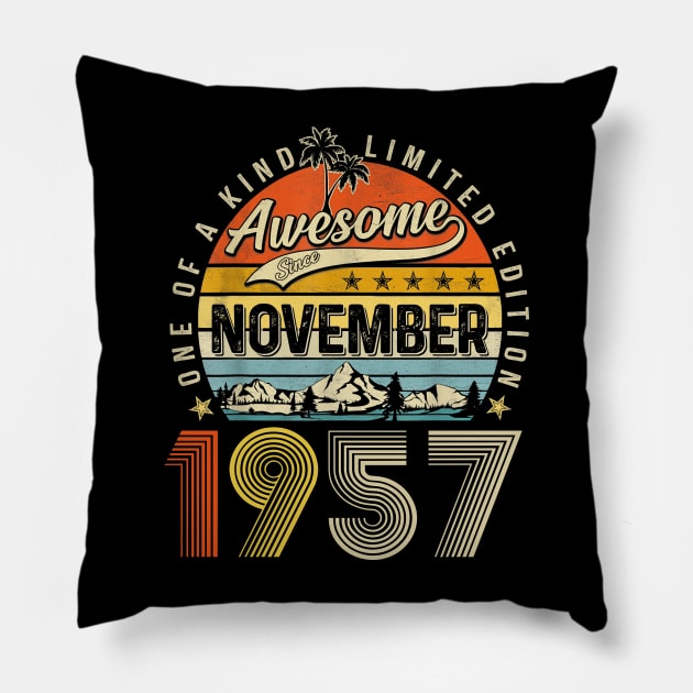 Awesome Since November 1957 Vintage 66th Birthday Pillow by PlumleelaurineArt