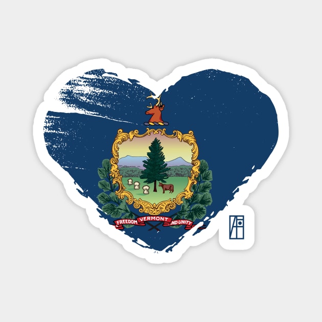 U.S. State - I Love Vermont - Vermont Flag Magnet by ArtProjectShop