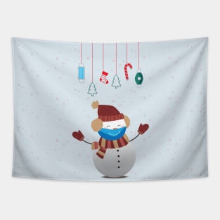 Christmas with snowman Tapestry