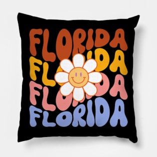 Florida Groovy Daisy Travel Wanderlust State Pillow