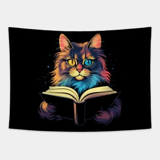 Somali Cat Reads Book Tapestry