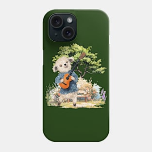 Charming sheep playing guitar in nature Phone Case