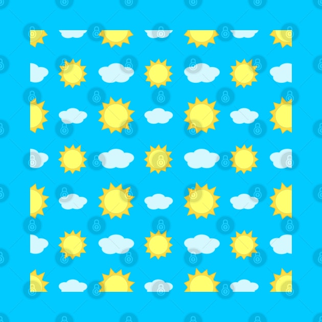 Sun and Clouds Pattern in Blue by Kelly Gigi