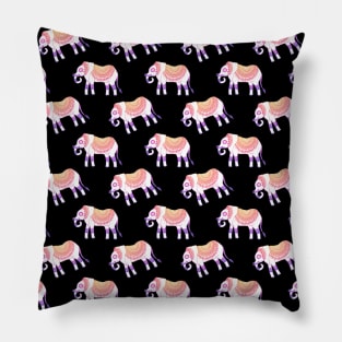 Boho Elephant Pattern Black Pillow