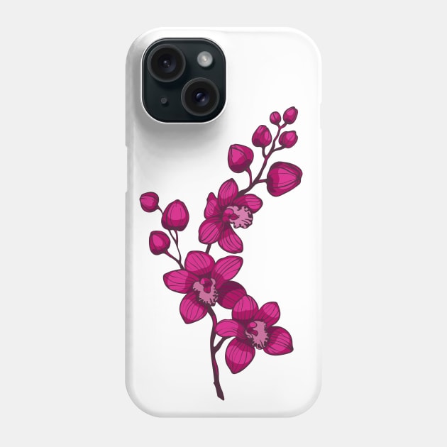 branch with purple orchid flowers Phone Case by  ESHA-Studio