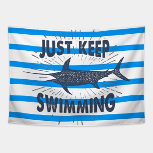 Nautical lettering: just keep swimming Tapestry