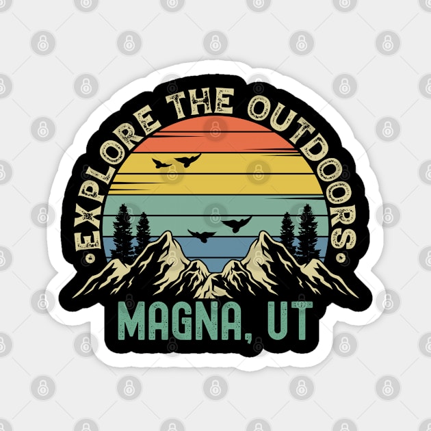 Magna, Utah - Explore The Outdoors - Magna, UT Colorful Vintage Sunset Magnet by Feel Good Clothing Co.