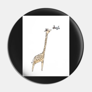 Giraffe and Bird with Cake - Happy Birthday Pin