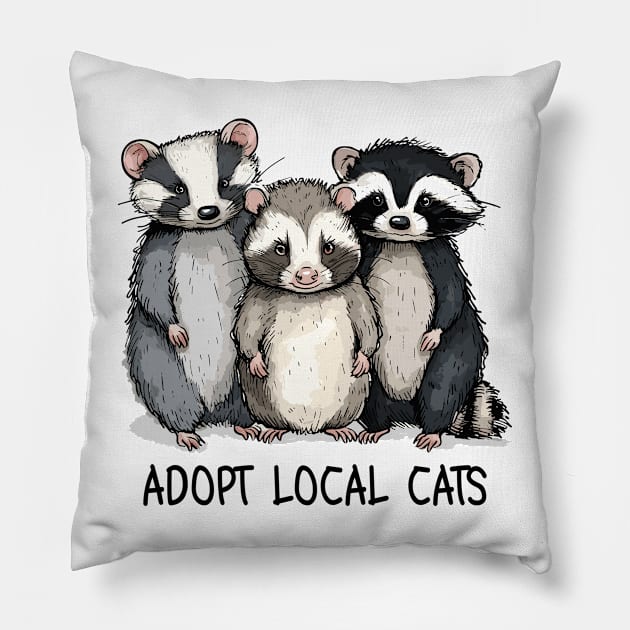 Adopt Local Cats Funny Animals Pillow by Salsa Graphics