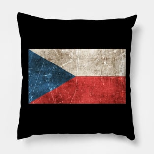 Vintage Aged and Scratched Czech Flag Pillow