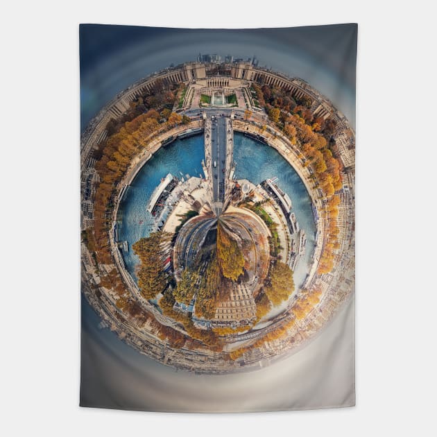 Paris Planet Trocadero area Tapestry by psychoshadow