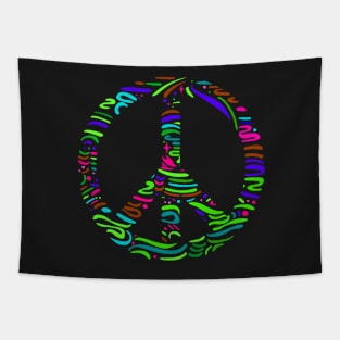 Colorful Peace and Love symbol Tapestry