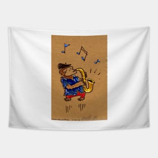 Ape Jazz Saxaphone Player Tapestry