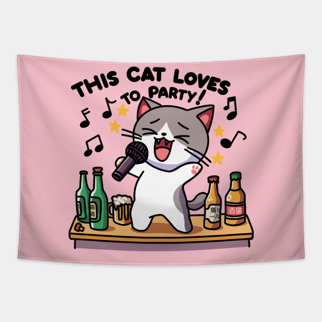 This Cat Loves to Party! Light variant Tapestry by Shotgaming