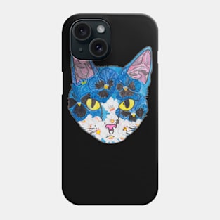 Blue floral kitty Phone Case