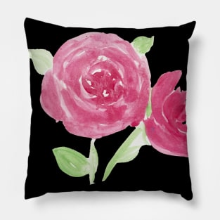 pink watercolour flowers watercolor flowers pink and purple flowers Pillow