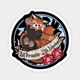 Dnd Red Panda "Roll Persuasion With Advantage" Cute D20 Dungeon Master Magnet