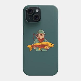 Fishing Dog got a huge fish, Vintage Retro Style Phone Case