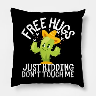 Cute Mexican Cactus Funny Free Hugs Just Kidding Don't Touch Me Pillow