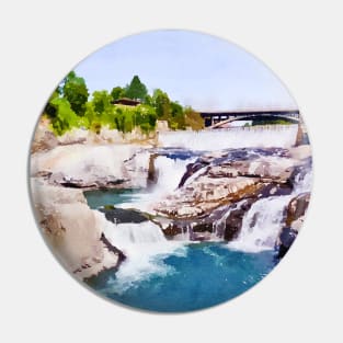 Spokane River Falls Watercolor Pin