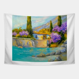 Villa by the sea Tapestry