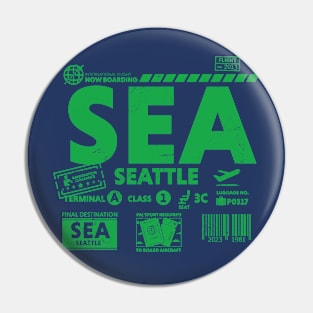 Vintage Seattle SEA Airport Code Travel Day Retro Travel Tag Pin