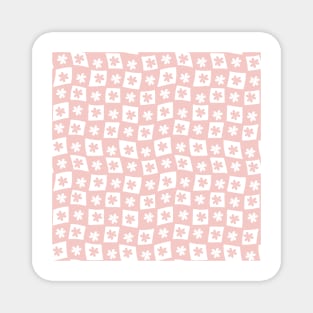 Floral Checker Board - pastel blush pink Magnet