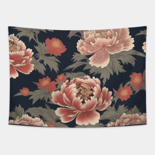 Japanese pink peony flower pattern, kimono design Tapestry