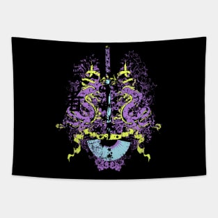 katana with fan mirror dragons Tapestry