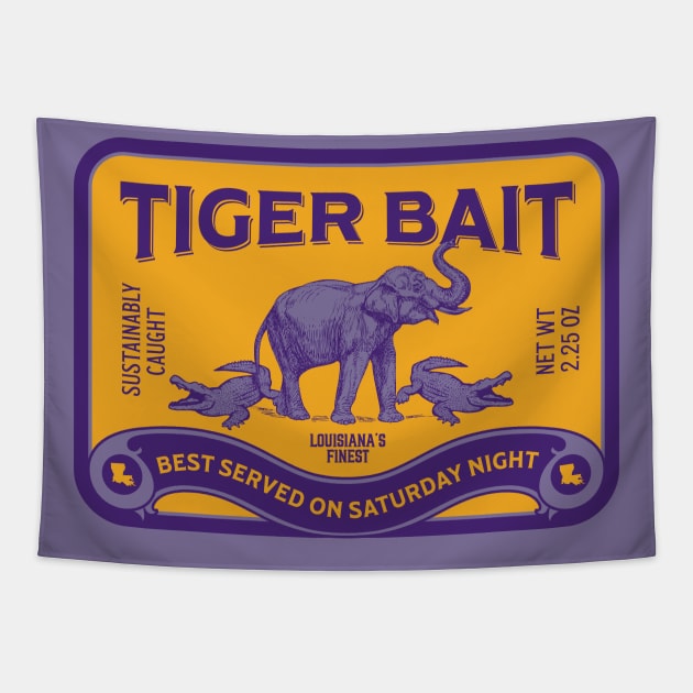 Vintage Bait Purple and Gold Sardine Tin Tapestry by SLAG_Creative