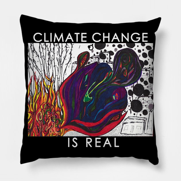 Climate Change is Real Pillow by Go Ask Alice Psychedelic Threads