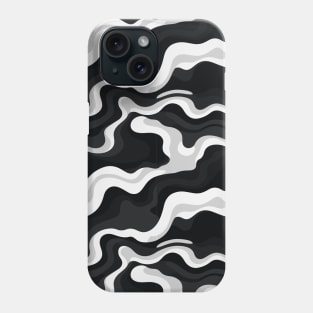 Monochrome Waves: Modern Abstract Ebb and Flow Phone Case