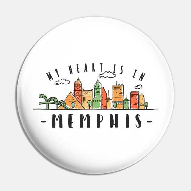 Memphis, USA City Skyline Pin by LR_Collections