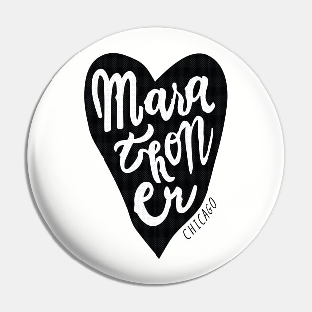 Chicago Marathoner Heart Handlettered Marathon Pin by SunnyLemonader