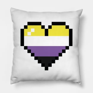 Non binairy 8 bit heart Pillow