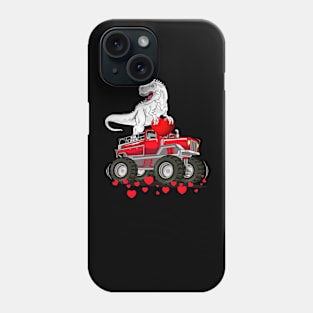 Dinosaur Monster Truck T Rex Valentines Hearts Toddlers Kids T-Shirt Phone Case