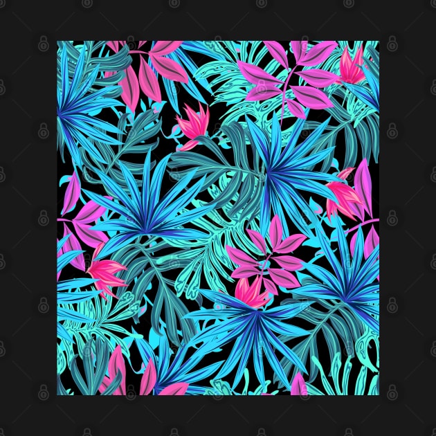 Pink and blue Tropical Palm Leaf Print by Mirnamar