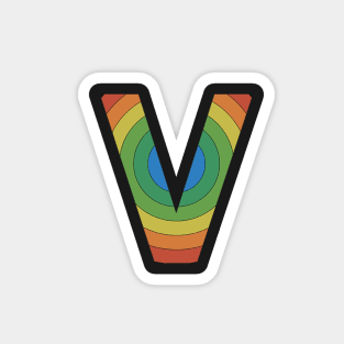 Retro Rainbow 'V' Sticker Magnet