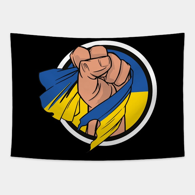 Fist Lifting Ukraine Flag Tapestry by BramCrye