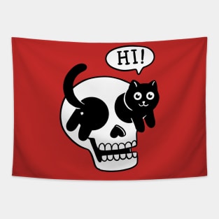 Cat and skull hi Tapestry