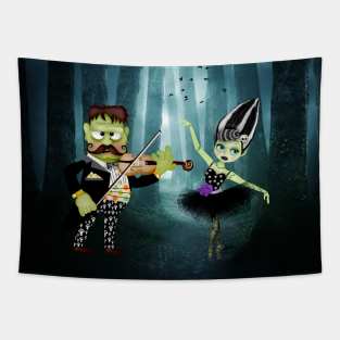 Violinist and zombie ballerina Tapestry